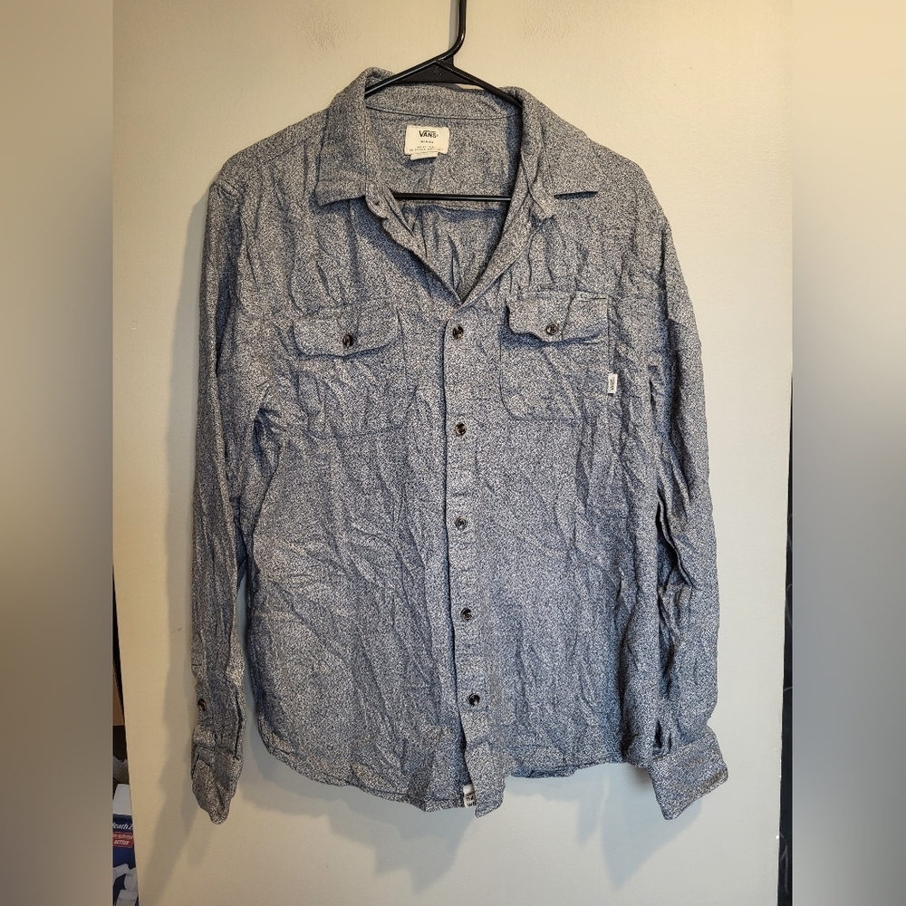 Vans Gray Button-Up Shirt, Size Medium